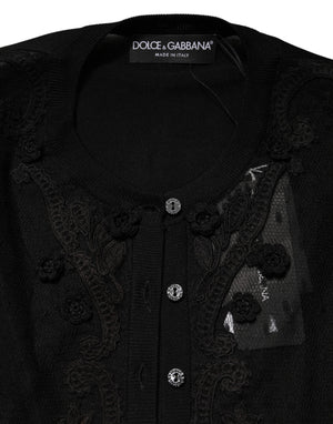 Dolce & Gabbana Black Sheer Button Down Cardigan Sweater