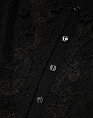 Dolce & Gabbana Black Sheer Button Down Cardigan Sweater
