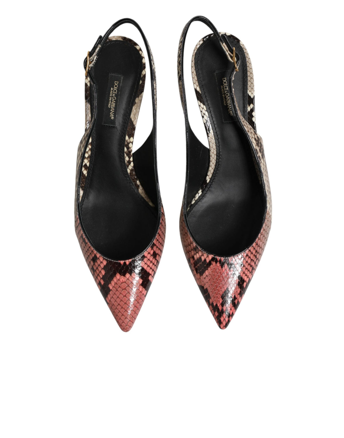Dolce & Gabbana Multicolor Leather Heels Slingback Shoes