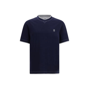 Brunello Cucinelli Blue Cotton T-Shirt