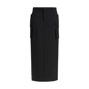Rick Owens Black Fleece Wool Midi Skirt