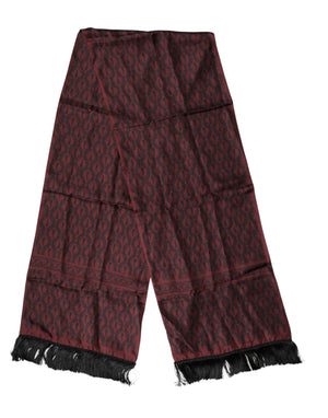 Dolce & Gabbana Maroon Silk Fringes Neck Wrap Foulard Scarf