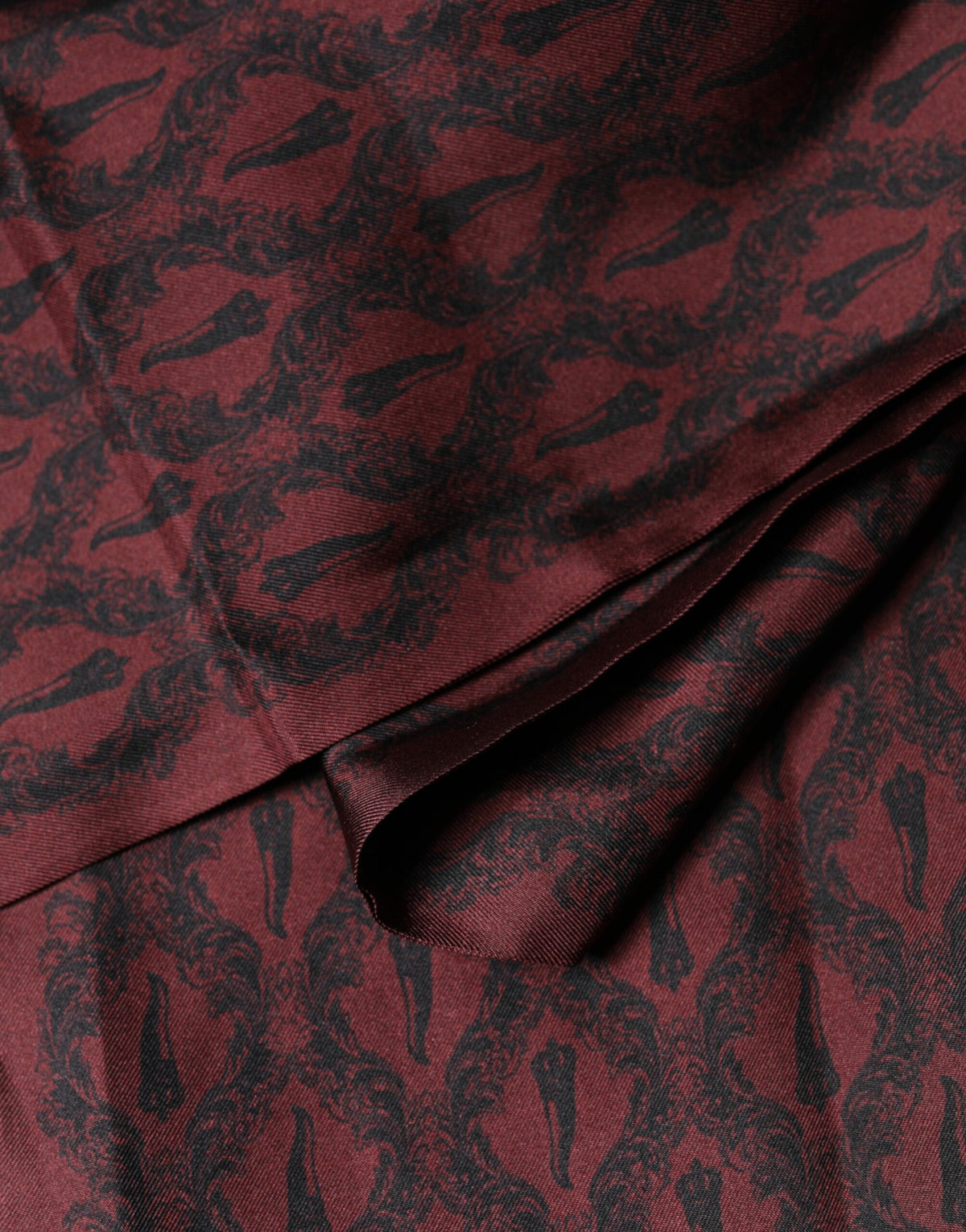 Dolce & Gabbana Maroon Silk Fringes Neck Wrap Foulard Scarf