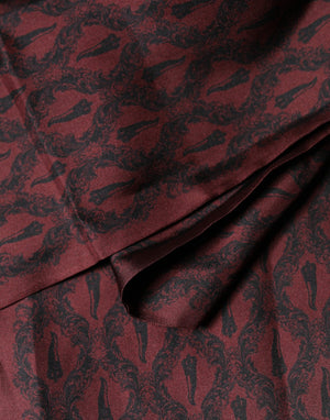 Dolce & Gabbana Maroon Silk Fringes Neck Wrap Foulard Scarf