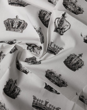 Dolce & Gabbana White Crown Cotton Square Foulard Scarf