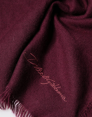 Dolce & Gabbana Maroon Cashmere Fringes Neck Wrap Shawl Scarf