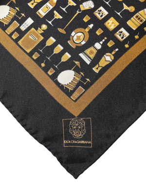 Dolce & Gabbana Black Jazz Club Square Handkerchief Scarf