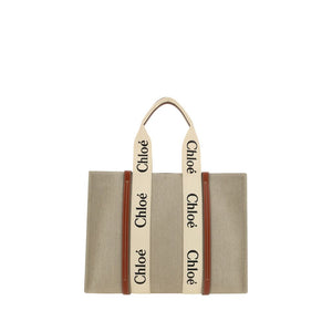 Chloé Beige Linen Shoulder Bag