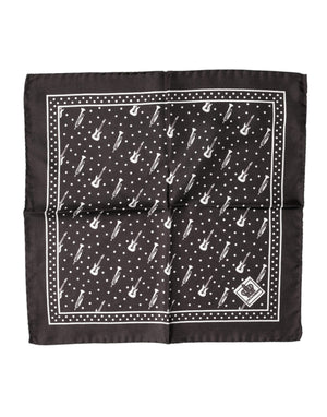 Dolce & Gabbana Black Guitar Trumpet Men Handkerchief Scarf