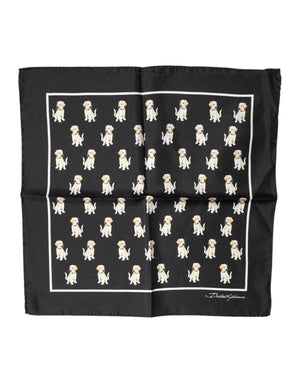 Dolce & Gabbana Black Dog Print Square Handkerchief Scarf