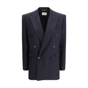 Saint Laurent Blue Wool Coat