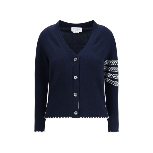 Thom Browne Blue Fleece Wool Cardigan