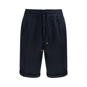 Brunello Cucinelli Blue Linen Bermuda Shorts