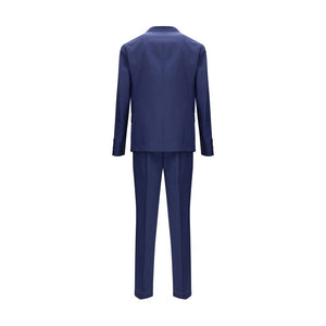 Brunello Cucinelli Blue Fleece Wool Two-Piece Suit