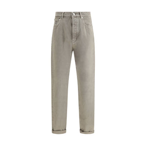 Brunello Cucinelli Green Cotton Straight-Leg Jeans