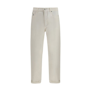 Brunello Cucinelli White Cotton Straight-Leg Jeans