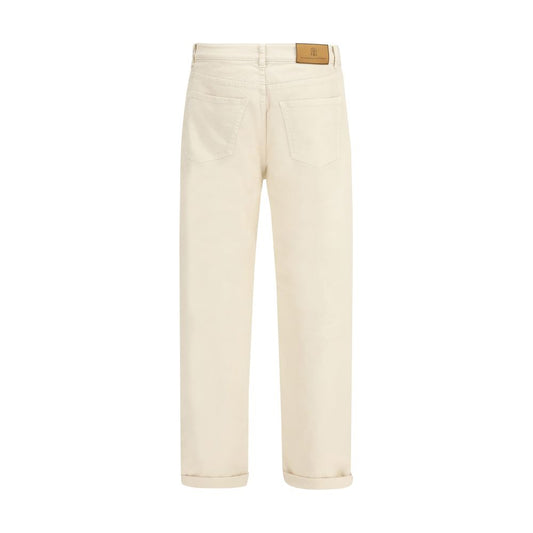 Brunello Cucinelli White Cotton High-Waisted Jean