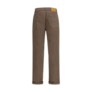 Brunello Cucinelli Brown Cotton Relaxed Fit Jeans