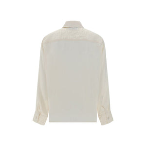 Fendi White Silk Pattern Shirt