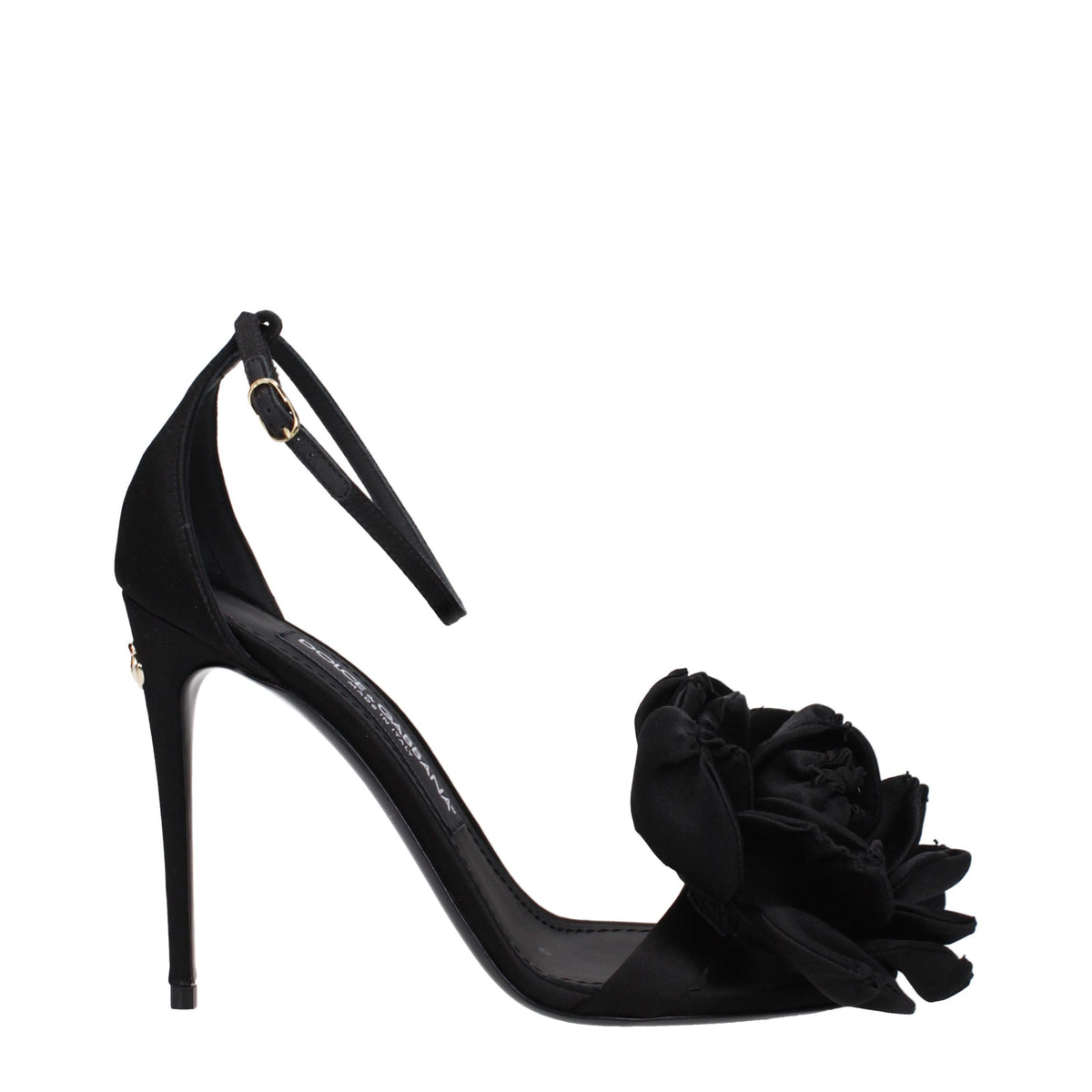 Dolce & Gabbana Black Satin Stiletto Heel Sandals