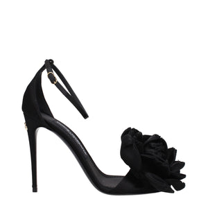 Dolce & Gabbana Black Satin Stiletto Heel Sandals