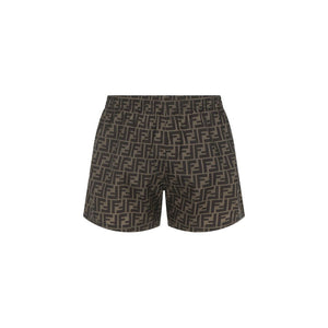 Fendi Brown Polyester Swim Shorts