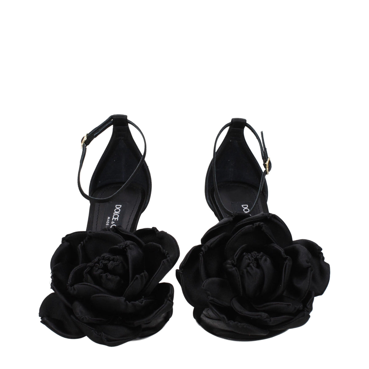 Dolce & Gabbana Black Satin Stiletto Heel Sandals