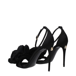 Dolce & Gabbana Black Satin Stiletto Heel Sandals