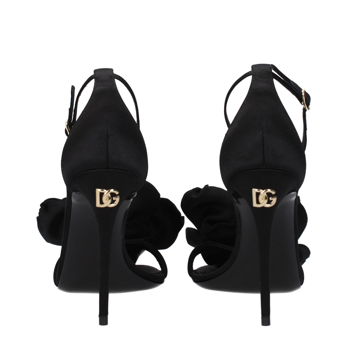 Dolce & Gabbana Black Satin Stiletto Heel Sandals
