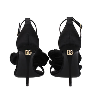 Dolce & Gabbana Black Satin Stiletto Heel Sandals