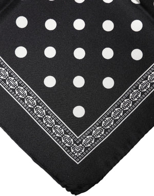 Dolce & Gabbana Black Polka Dot Square Handkerchief Scarf