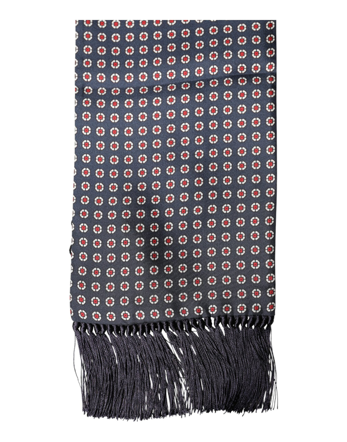 Dolce & Gabbana Black Patterned Fringes Neck Foulard Scarf