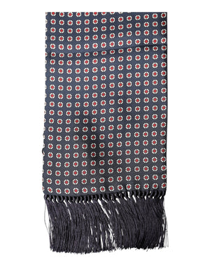 Dolce & Gabbana Black Patterned Fringes Neck Foulard Scarf