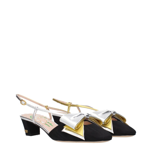 Valentino Garavani Black Fabric Mid Heel Pumps
