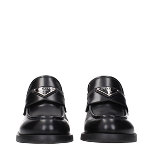 Prada Black Leather Slip-On Loafers