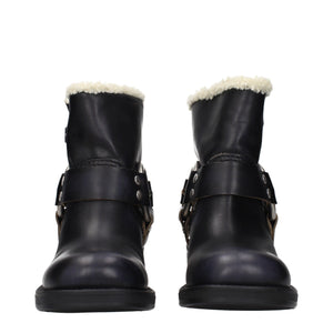 Miu Miu Black Leather Ankle Boots