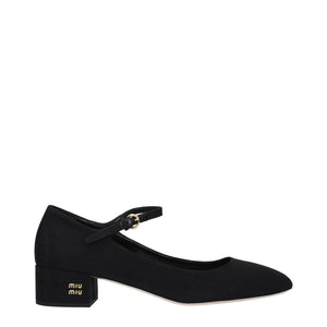 Miu Miu Black Fabric Mid Heel Pumps
