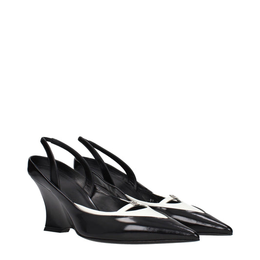 Givenchy Black Leather Wedge Sandals