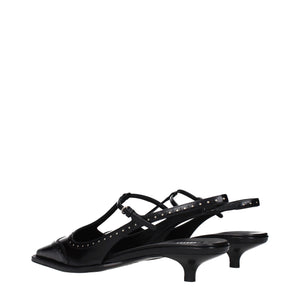 Miu Miu Black Leather Mid Heel Pumps