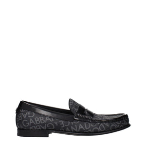 Dolce & Gabbana Black Fabric Slip-On Loafers
