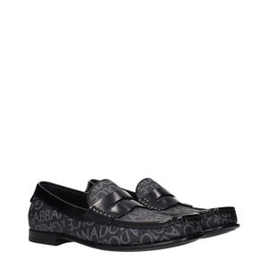 Dolce & Gabbana Black Fabric Slip-On Loafers