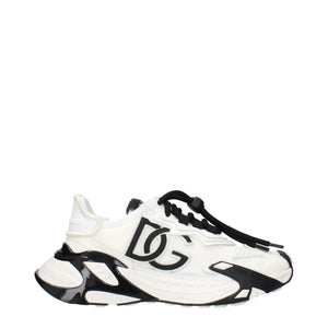Dolce & Gabbana White Fabric Athletic Sneakers