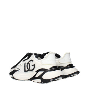 Dolce & Gabbana White Fabric Athletic Sneakers