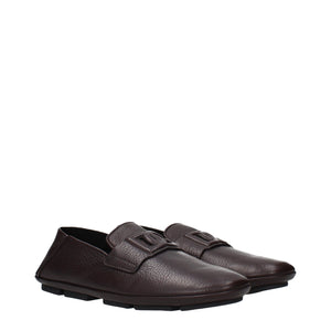 Dolce & Gabbana Brown Leather Slip-On Loafers