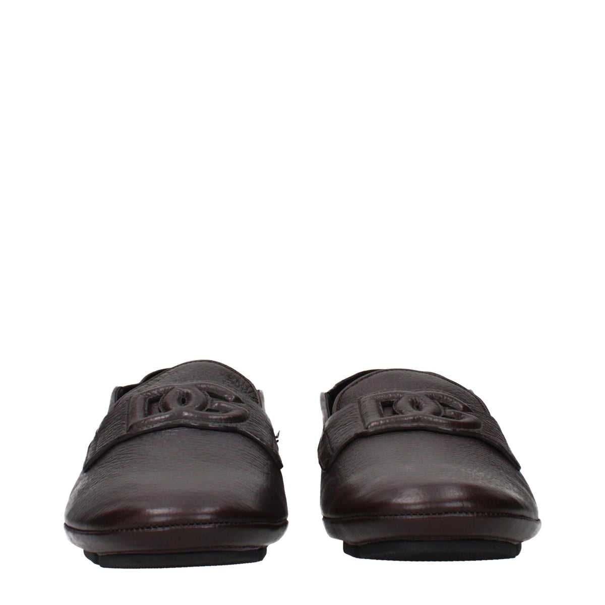 Dolce & Gabbana Brown Leather Slip-On Loafers