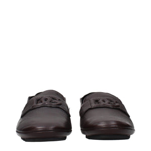 Dolce & Gabbana Brown Leather Slip-On Loafers