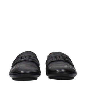 Dolce & Gabbana Black Leather Slip-On Loafers