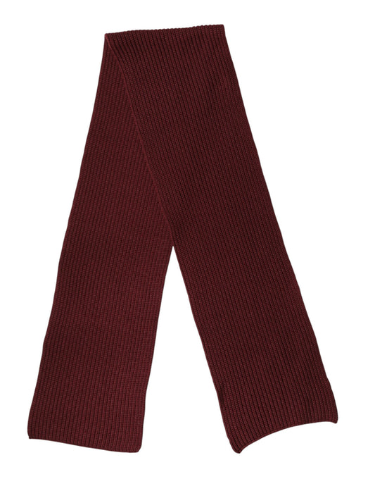 Dolce & Gabbana Maroon Cashmere Knitted NeckWrap Shawl Scarf