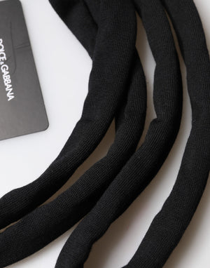 Dolce & Gabbana Black Wool Knitted Neck Wrap Shawl Men Scarf