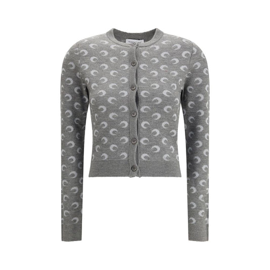 Marine Serre Gray Fleece Wool Cardigan